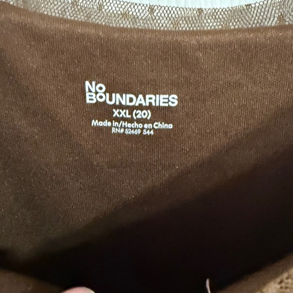 No Boundaries Mini Dress XXL Brown Pink Floral Rosette Cottage Fairy Babydoll - Picture 7 of 12